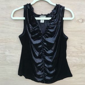 apostrophe ruched velvet black sleeveless tank XL